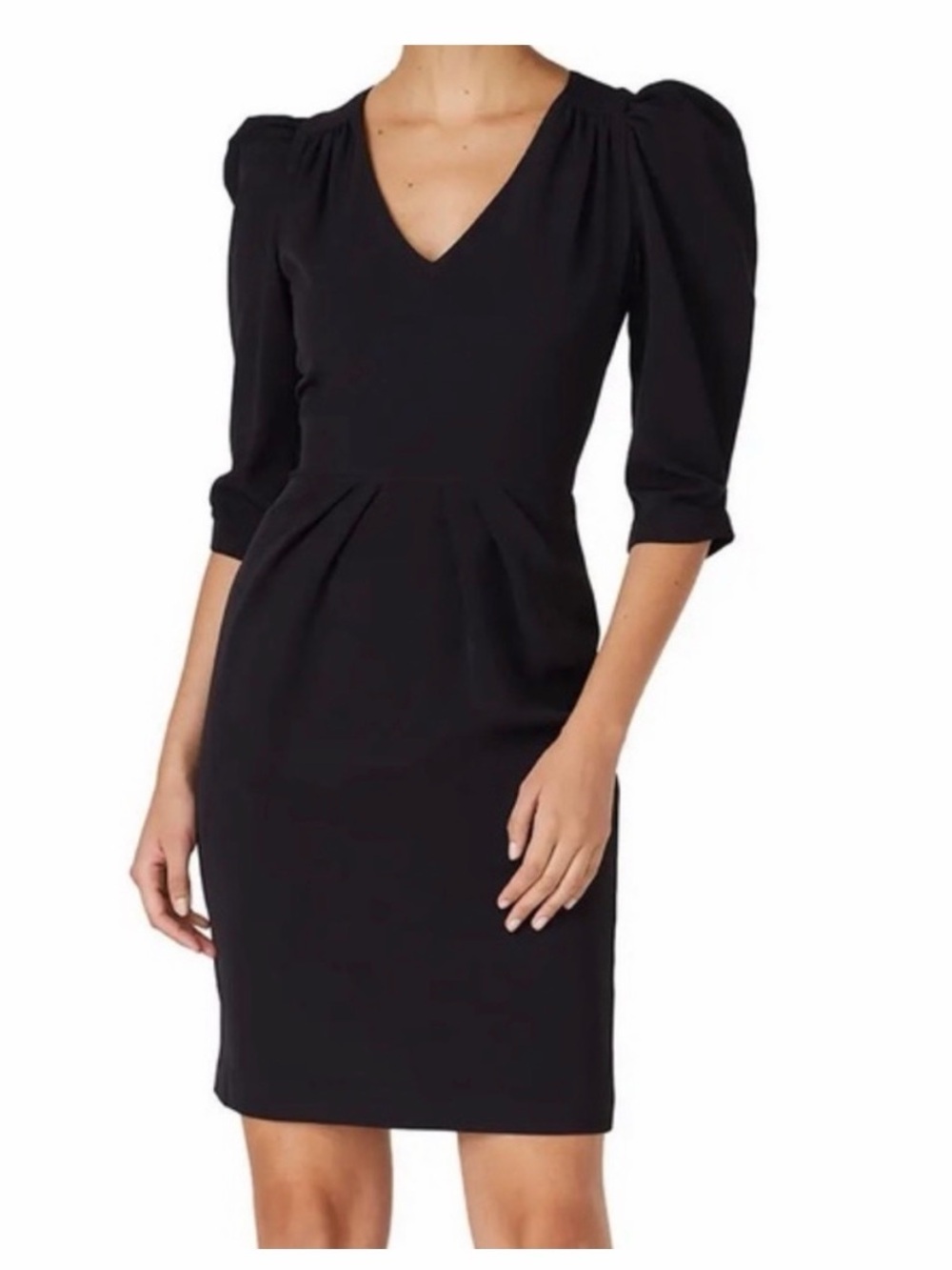 Black Halo Livia Puff Sleeve Sheath Dress 6 Black Work Office Cocktail Classic